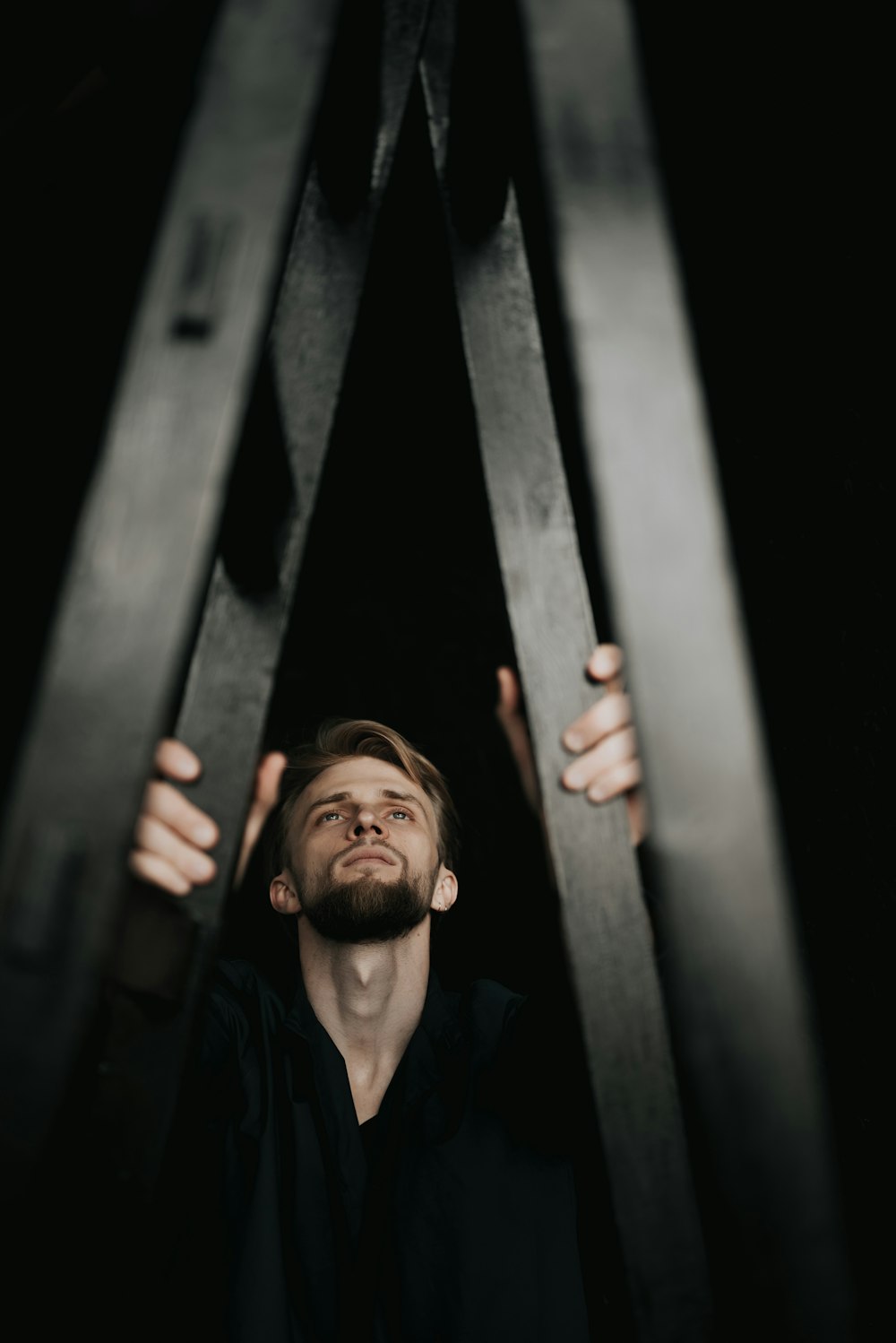 a man holding a metal object