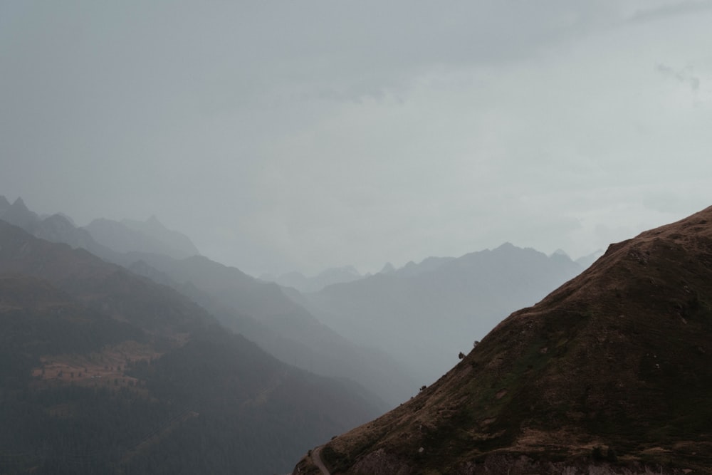 a valley with fog