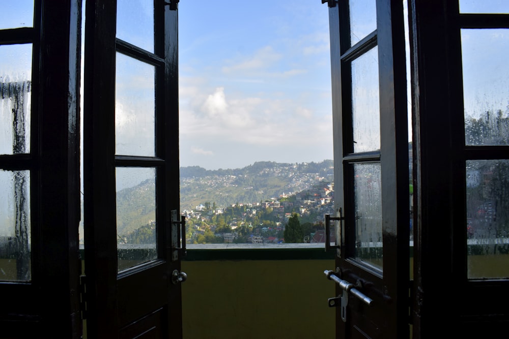 a view of a city from a window