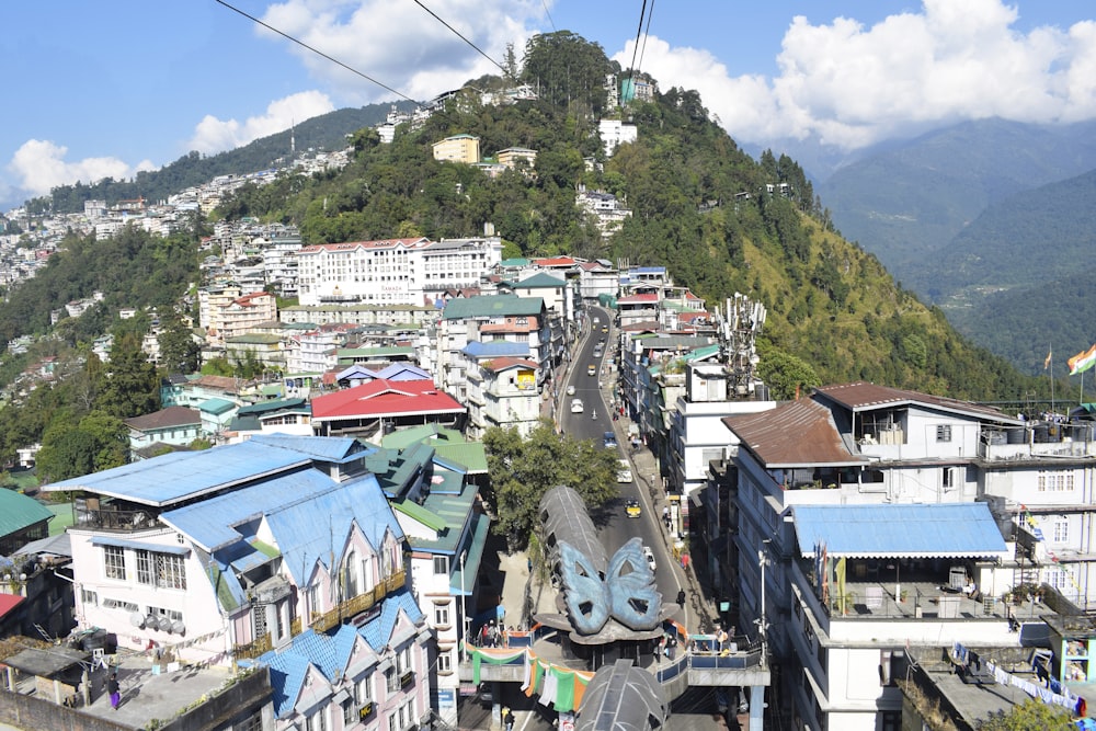 a town with many buildings