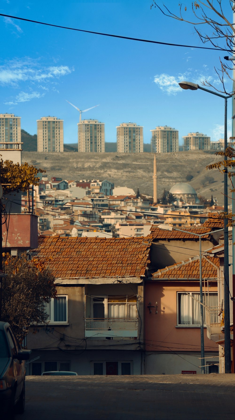 a city skyline with buildings