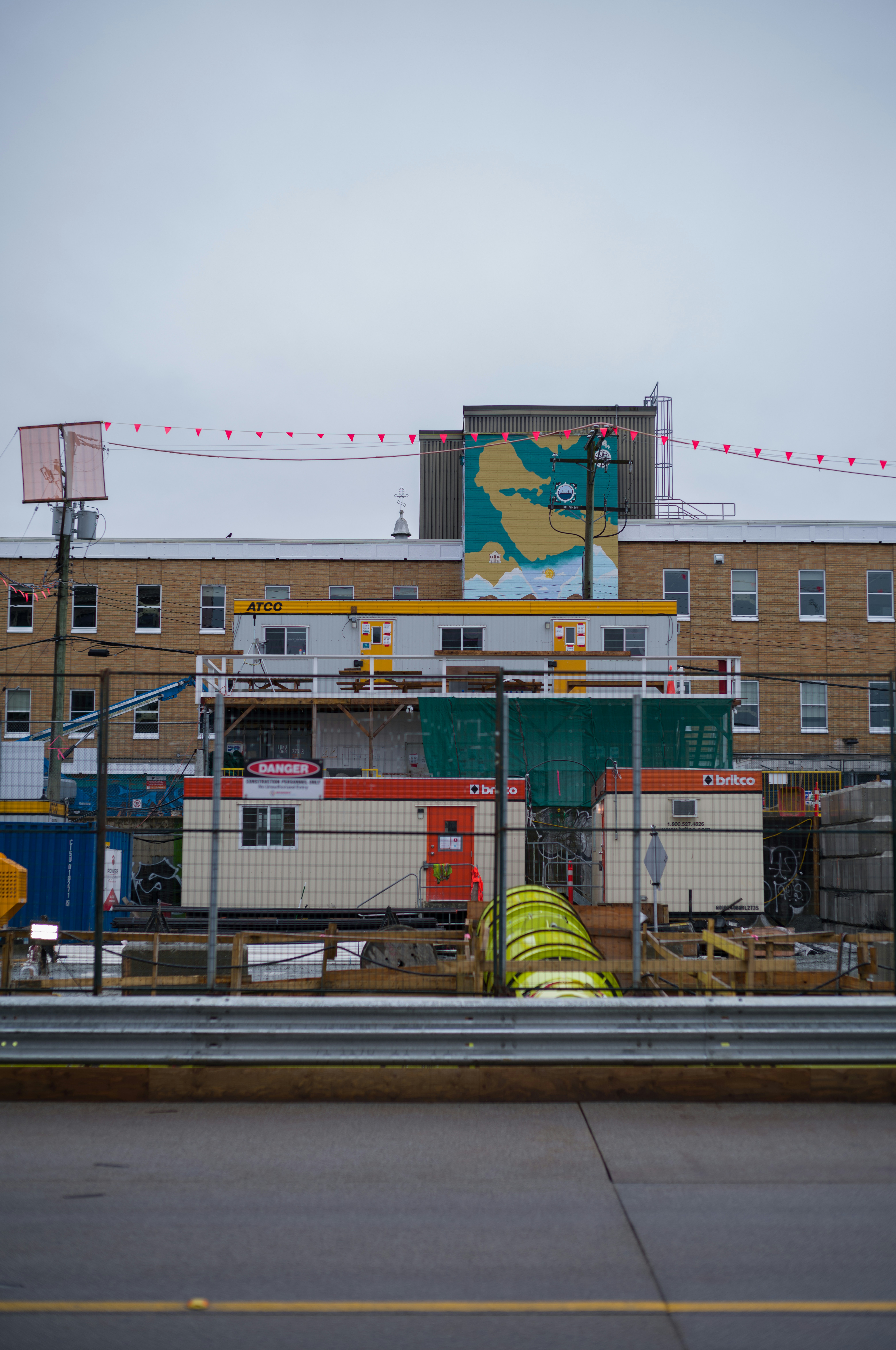a construction site with a crane