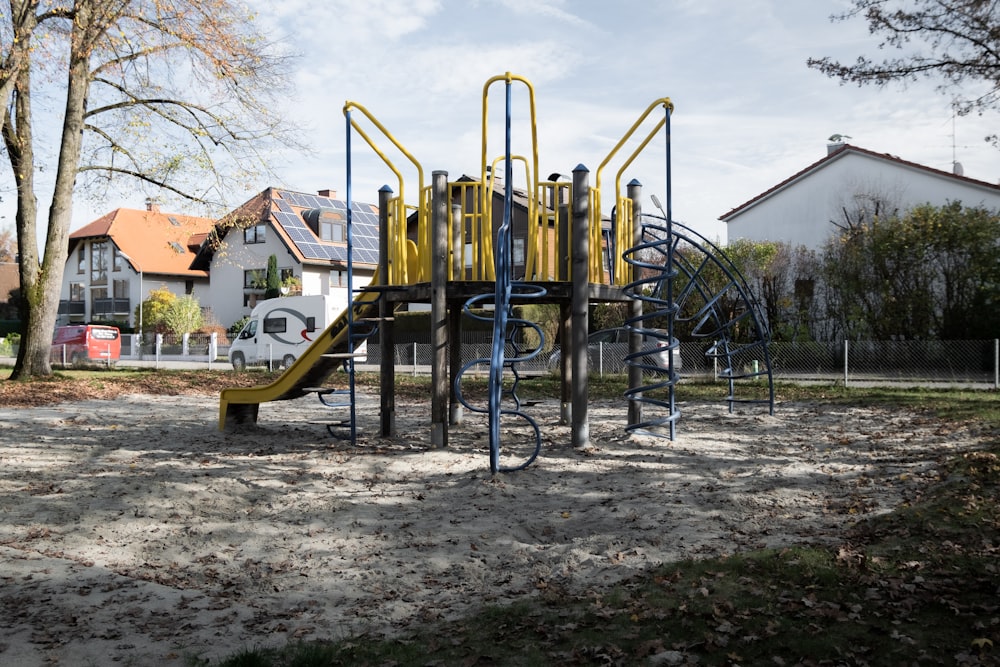 a playground with a slide