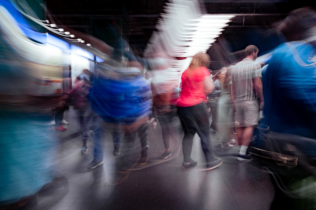 a group of people walking,