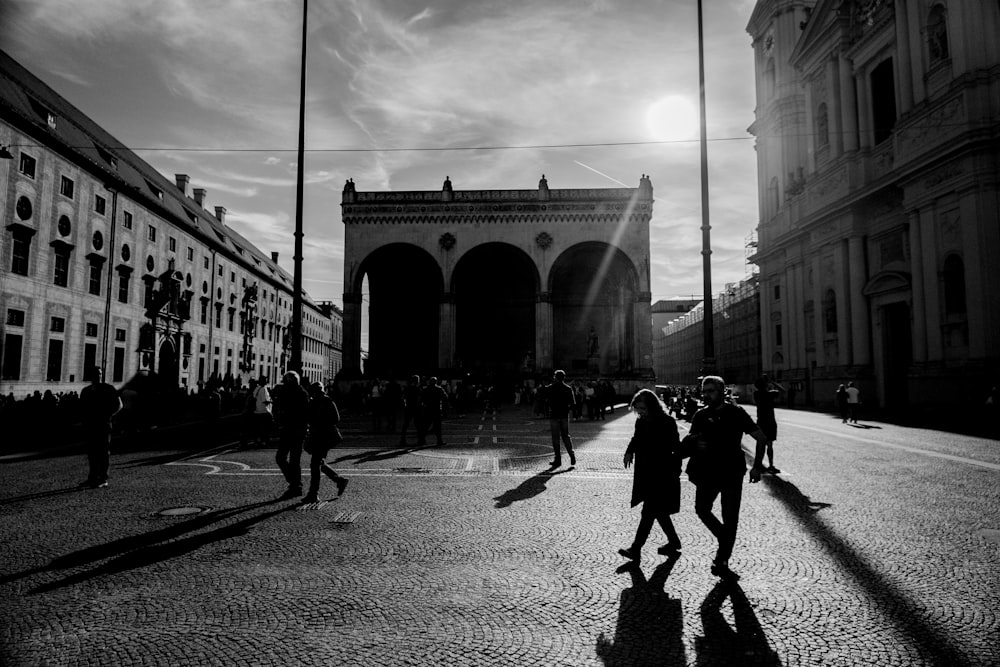 people walking in a street