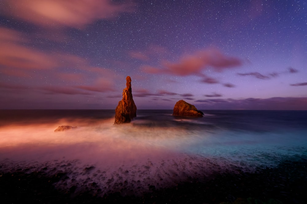 a rock in the water