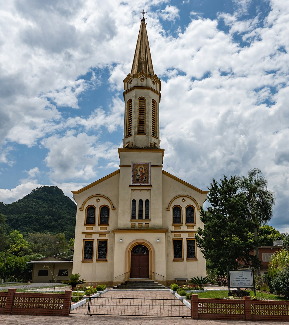 a church with a steeple