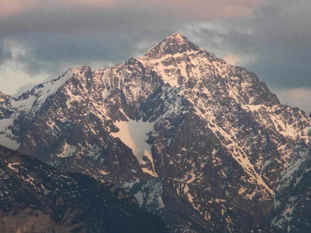 a mountain with snow,