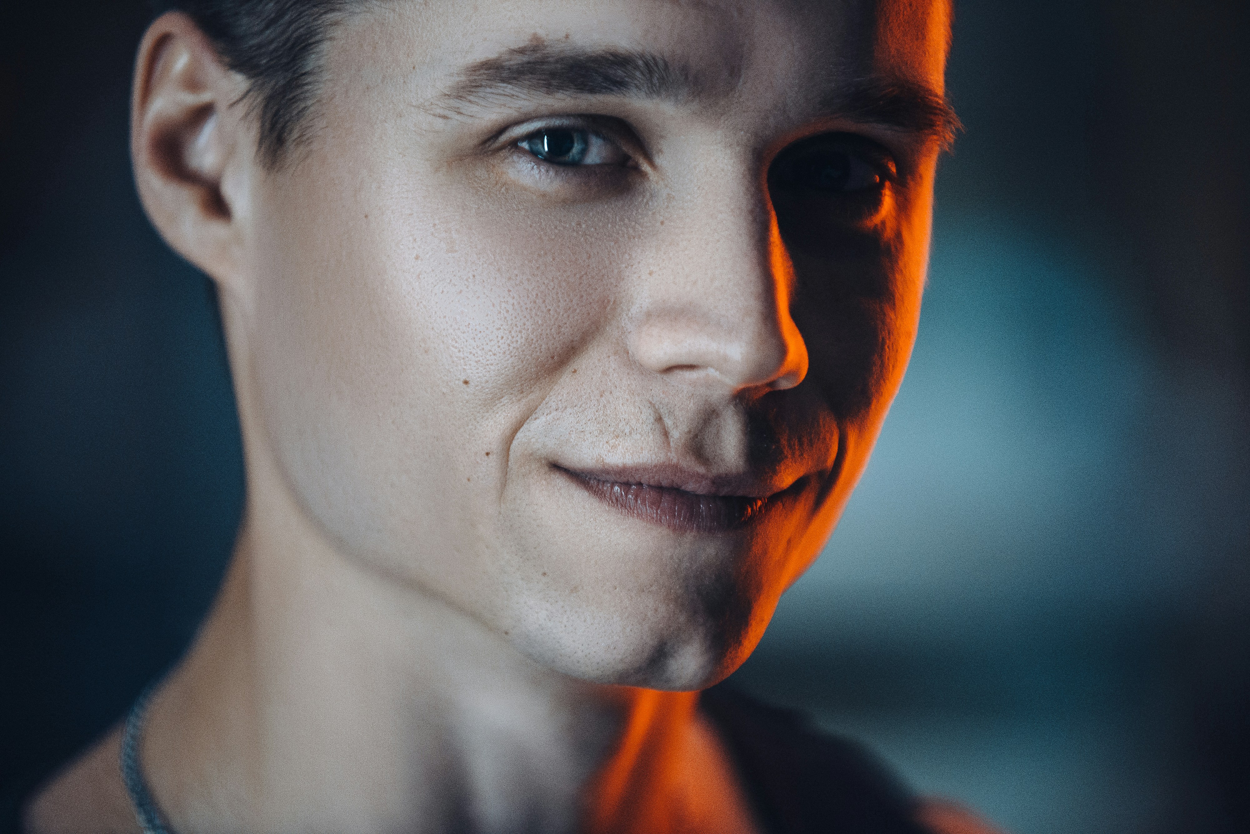 a person with a flame on the face