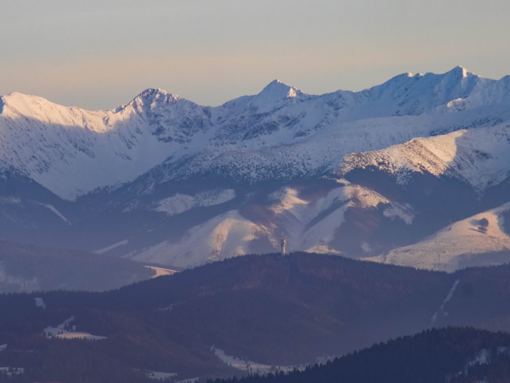 a mountain range with snow