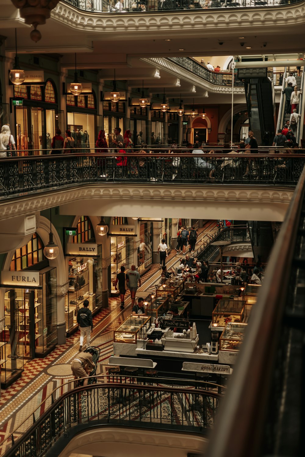 a high angle view of a shopping mall