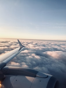 A breathtaking view of a plane soaring above the clouds.