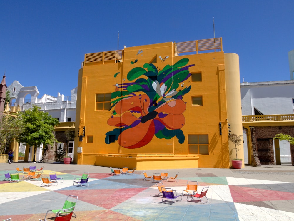 a building with a mural on the side