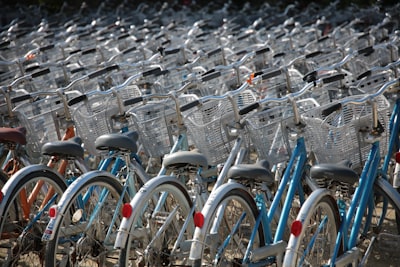 exaggerated number of bicycles in one place