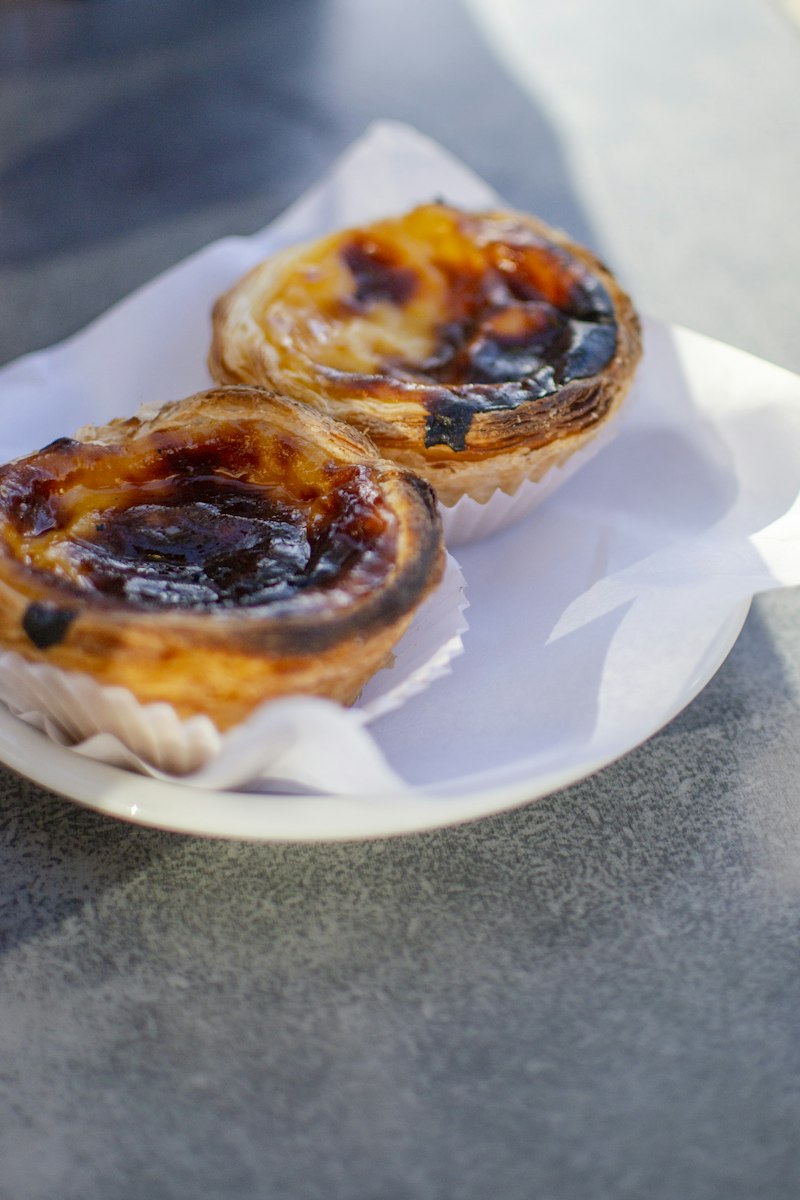 Portuguese custard tarts, pastéis de nata, fresh from the oven