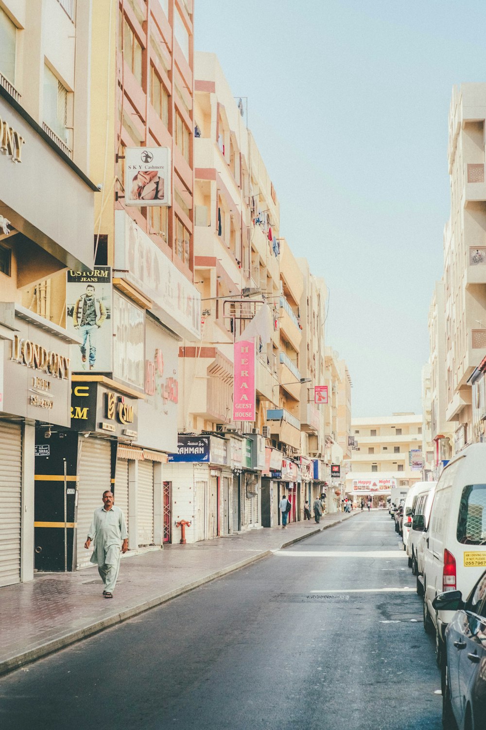 a person walking down a street