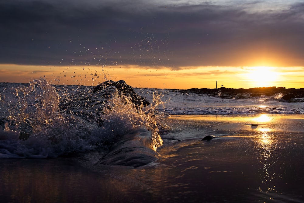 waves crashing on a beach