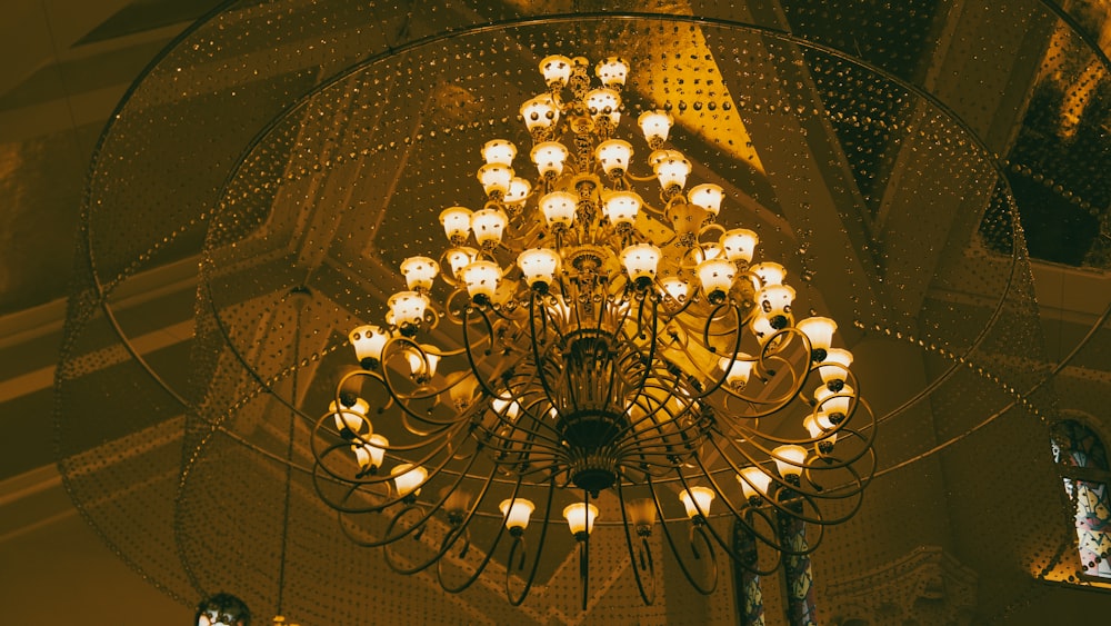 a chandelier with lights