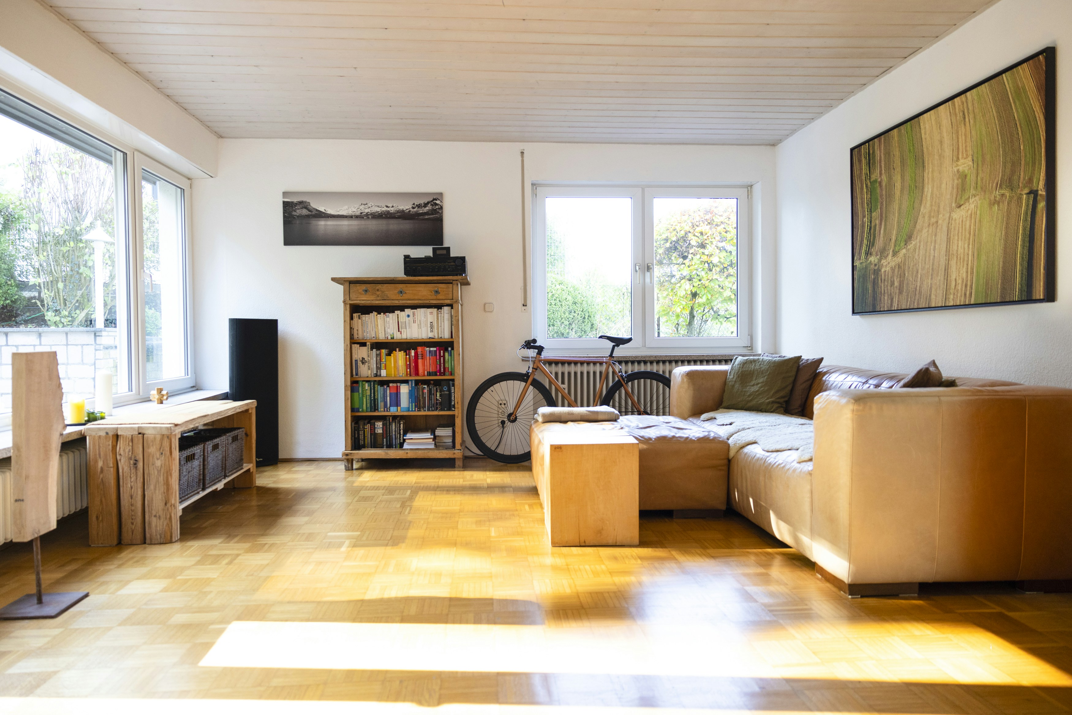 Interieur with self made upcycling wooden objects