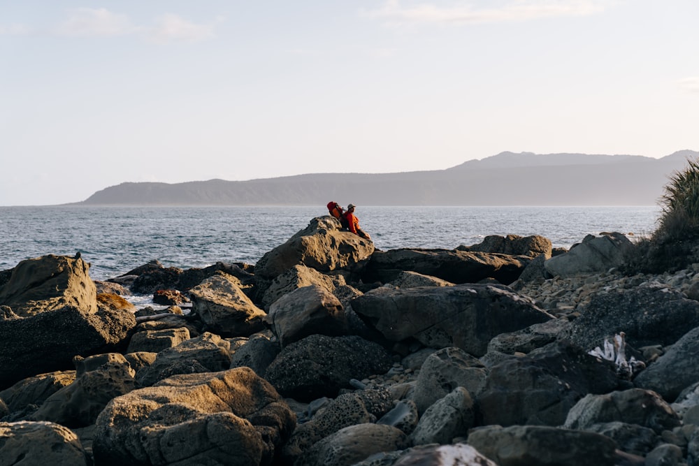 a person on a rocky beach