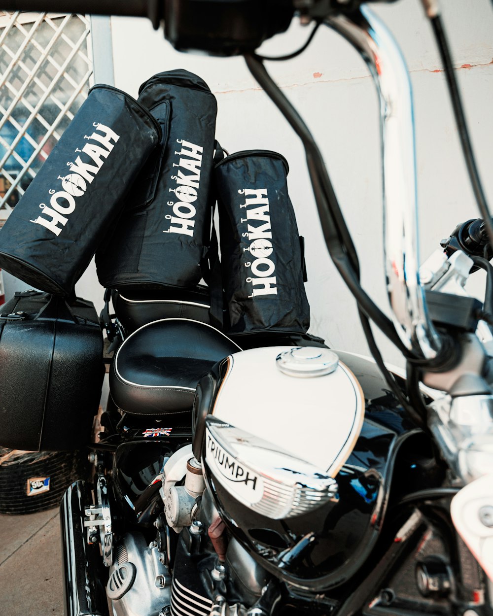 a motorcycle with a helmet