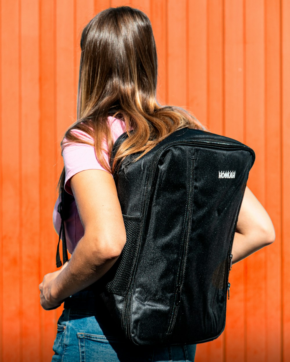 a woman with her back to the camera