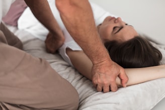 a person sleeping on a bed
