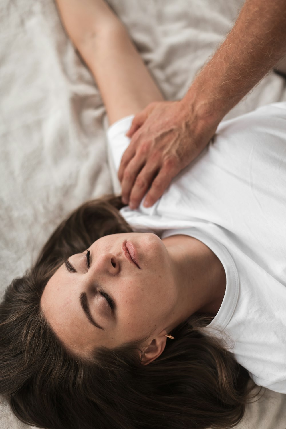 a man lying on his back