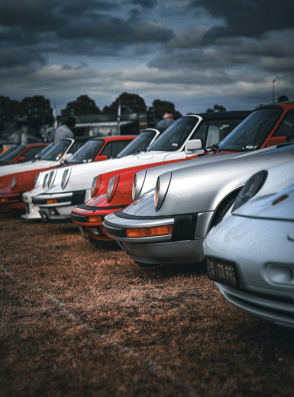 a row of cars parked