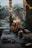 Festive table setup with candles and simple seasonal decorations on a wooden dining table.