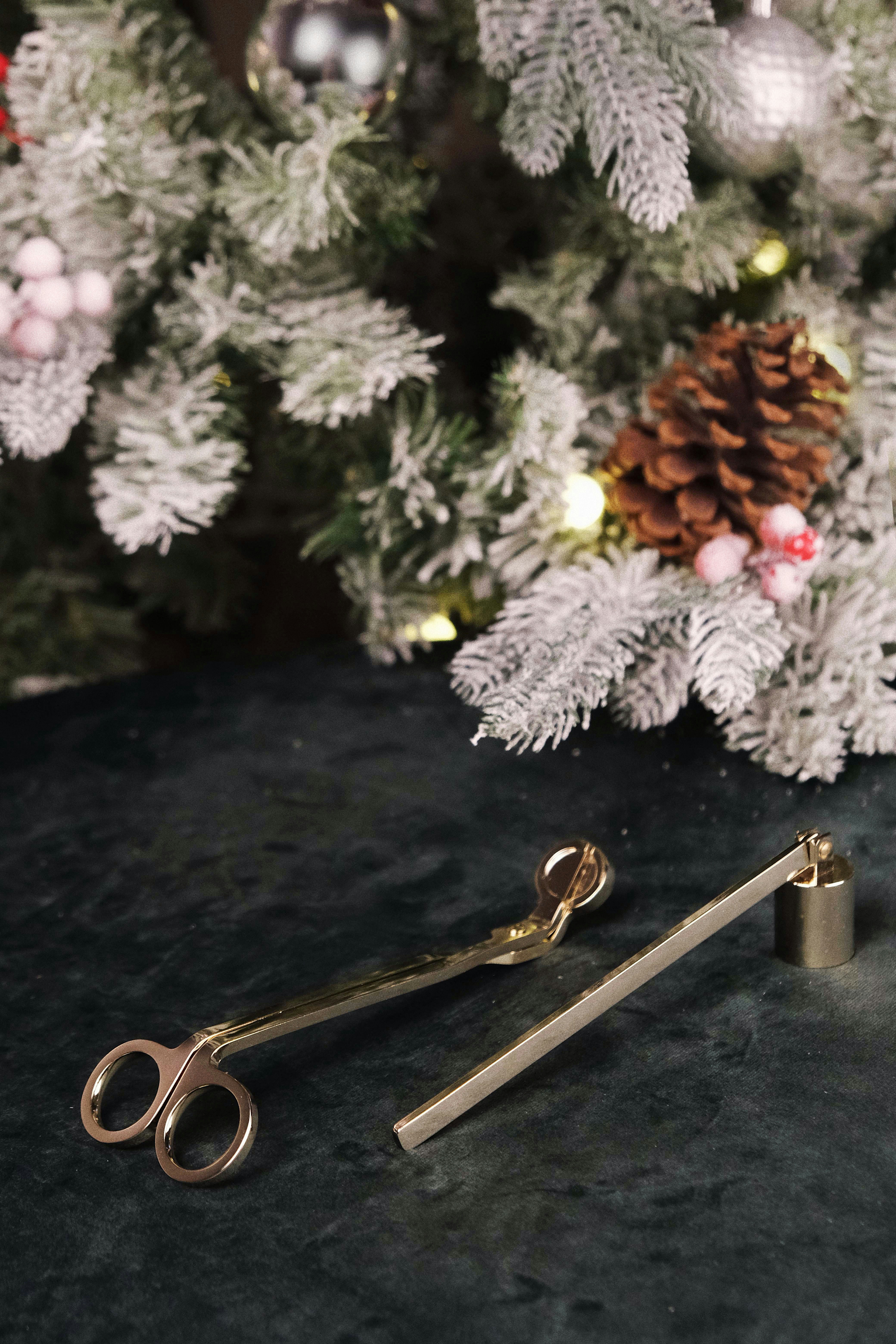 a pair of scissors and a bouquet of flowers