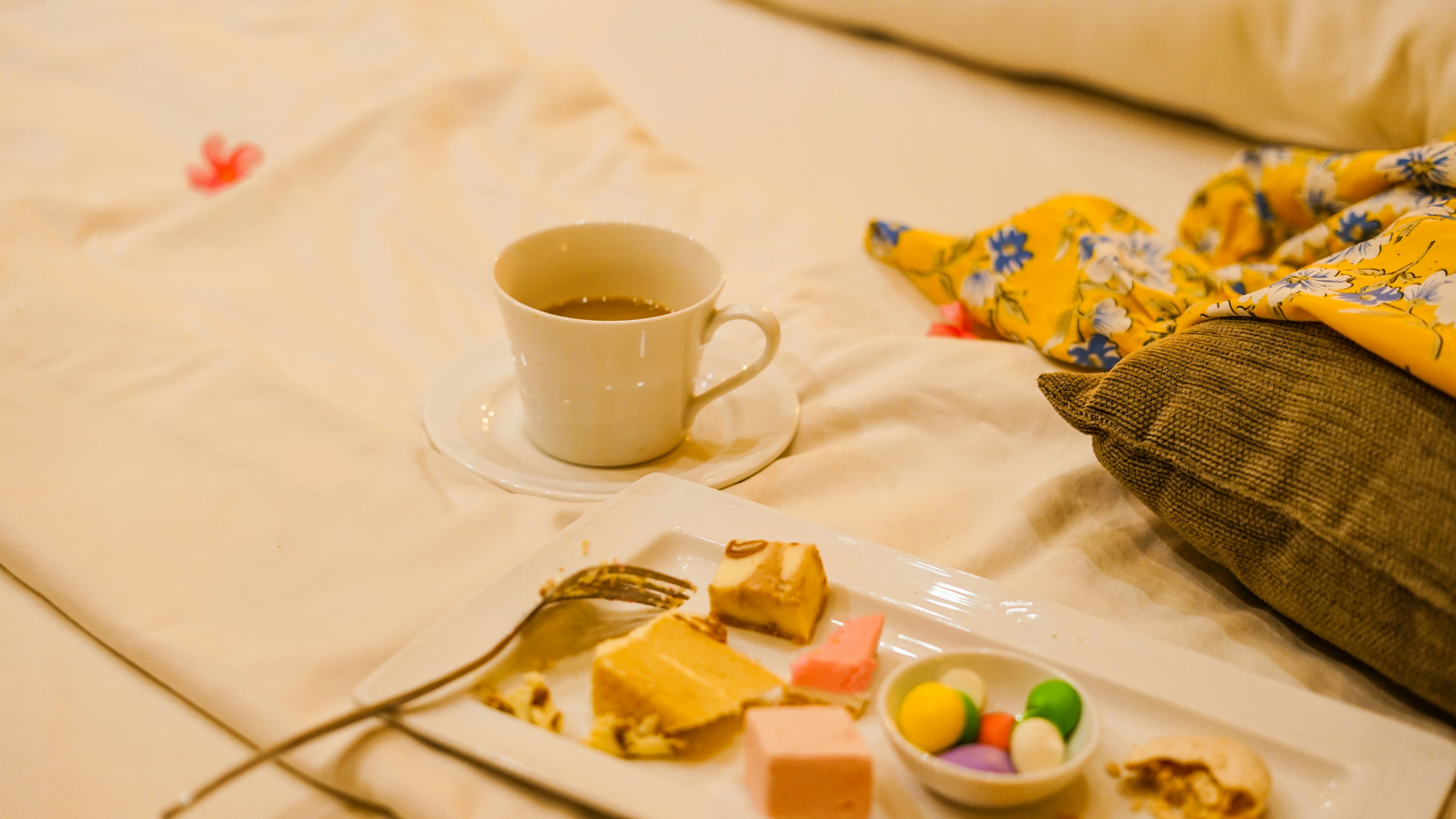 a cup of tea and some candy