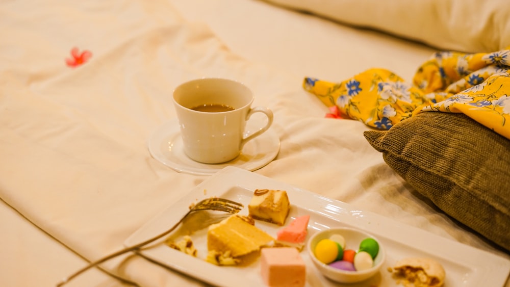 a cup of tea and some candy