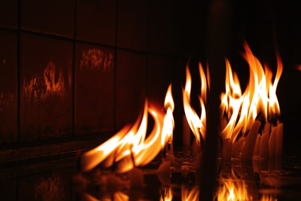 a fire burning in a fireplace