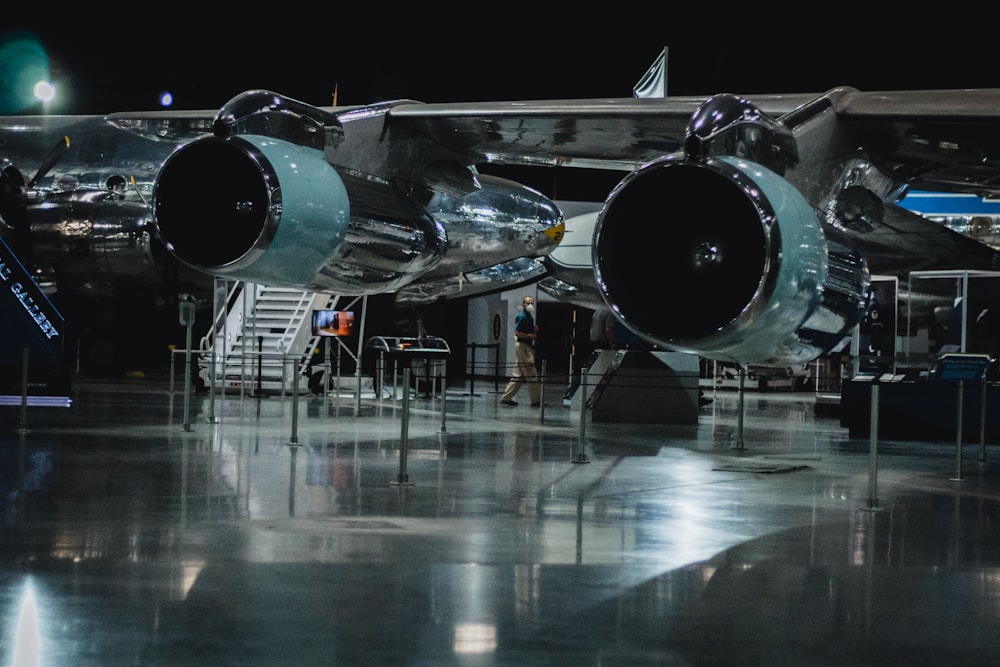 a large airplane on display