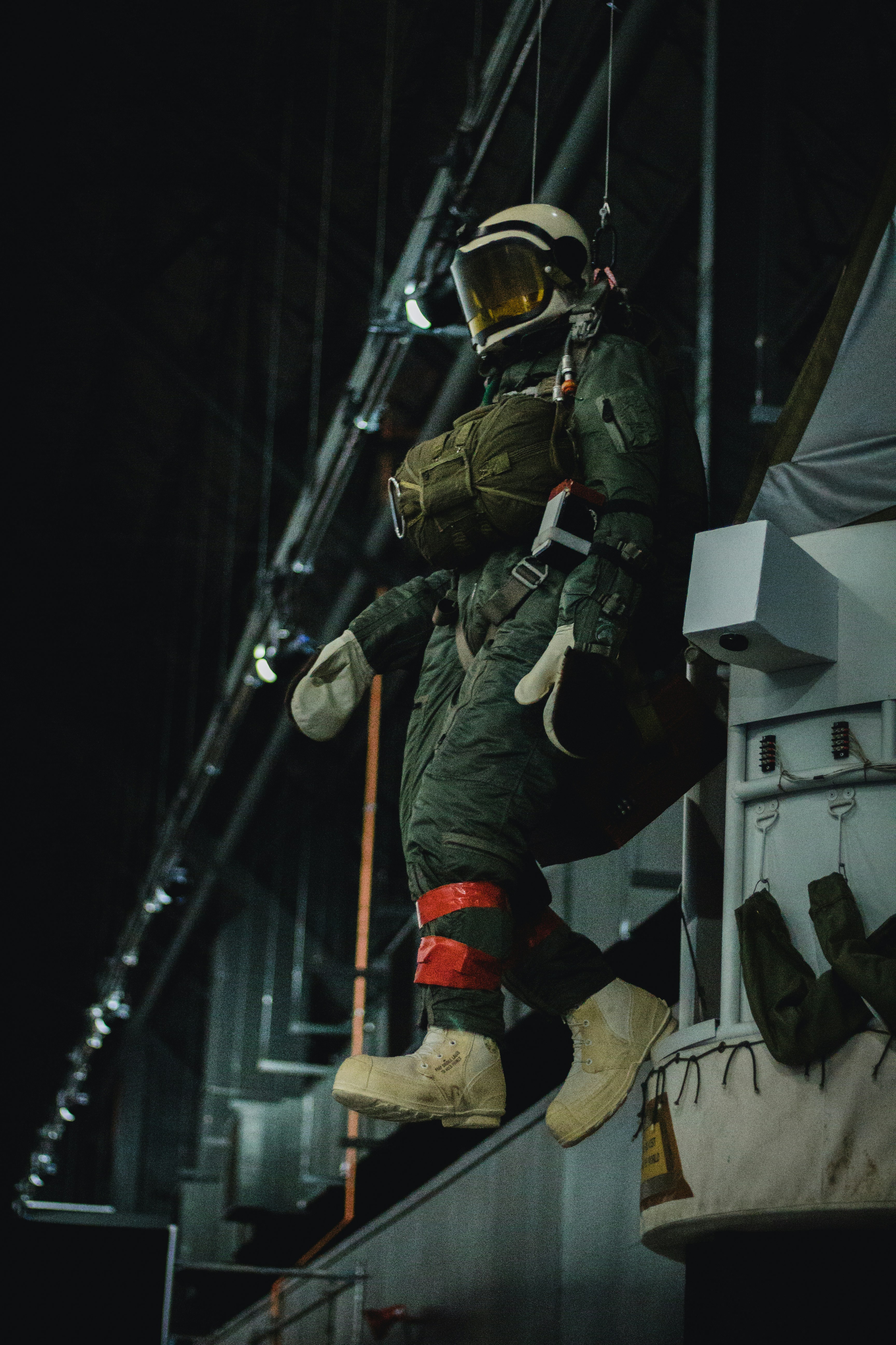 Suit on display in museum.