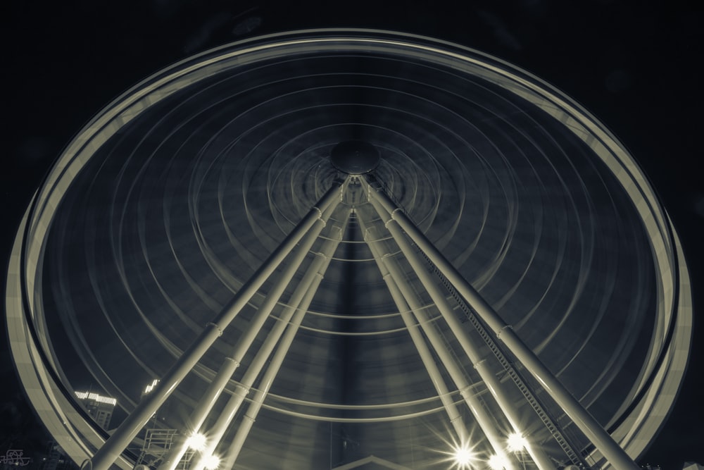 a large ferris wheel at night