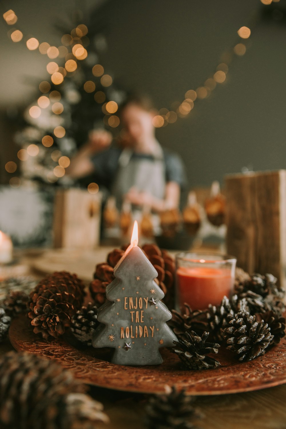 a candle on a table