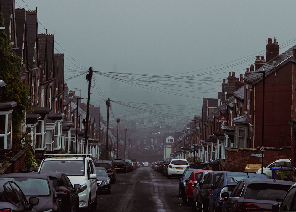 a street with cars parked along it