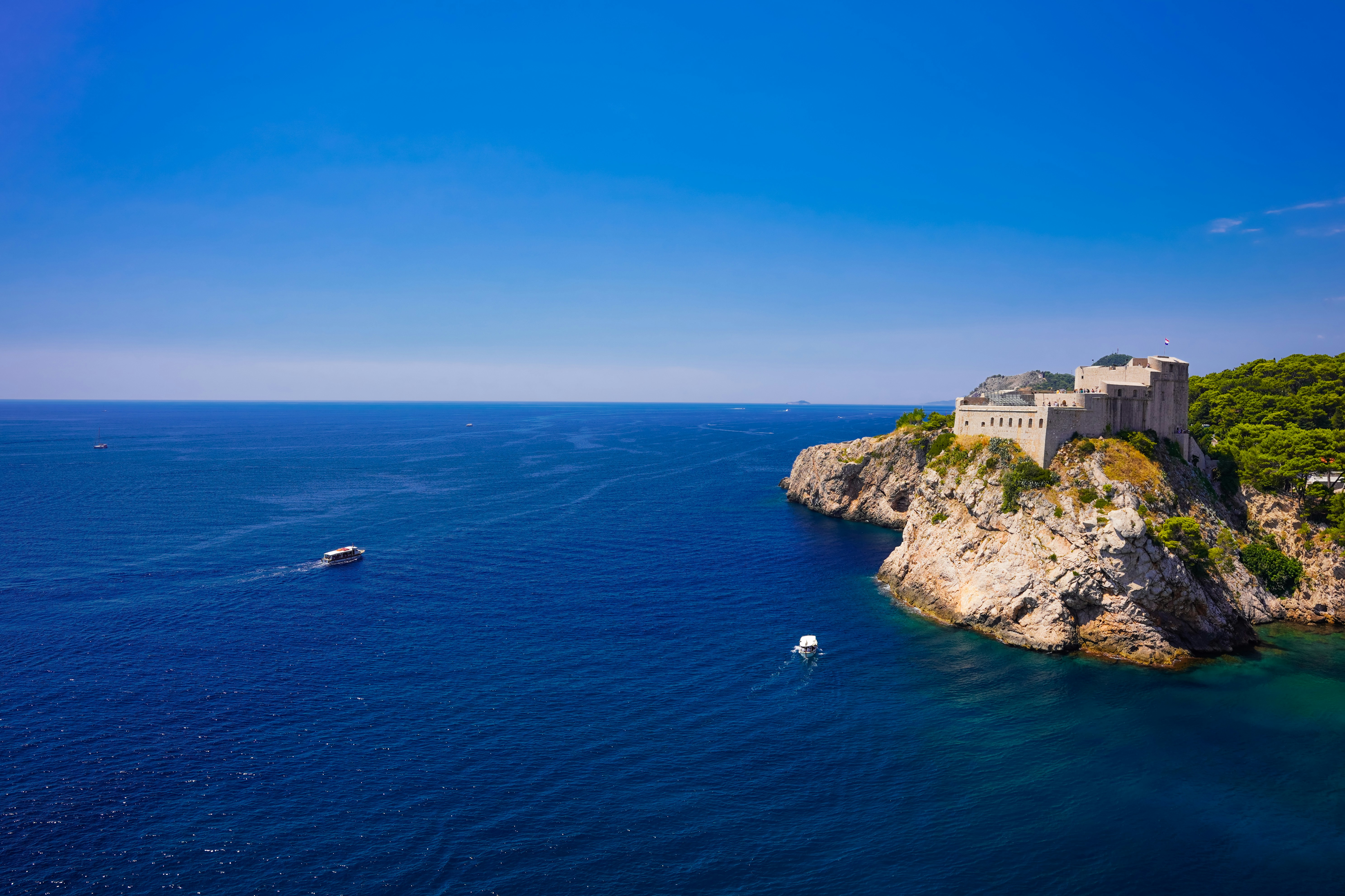 A building on a rocky island