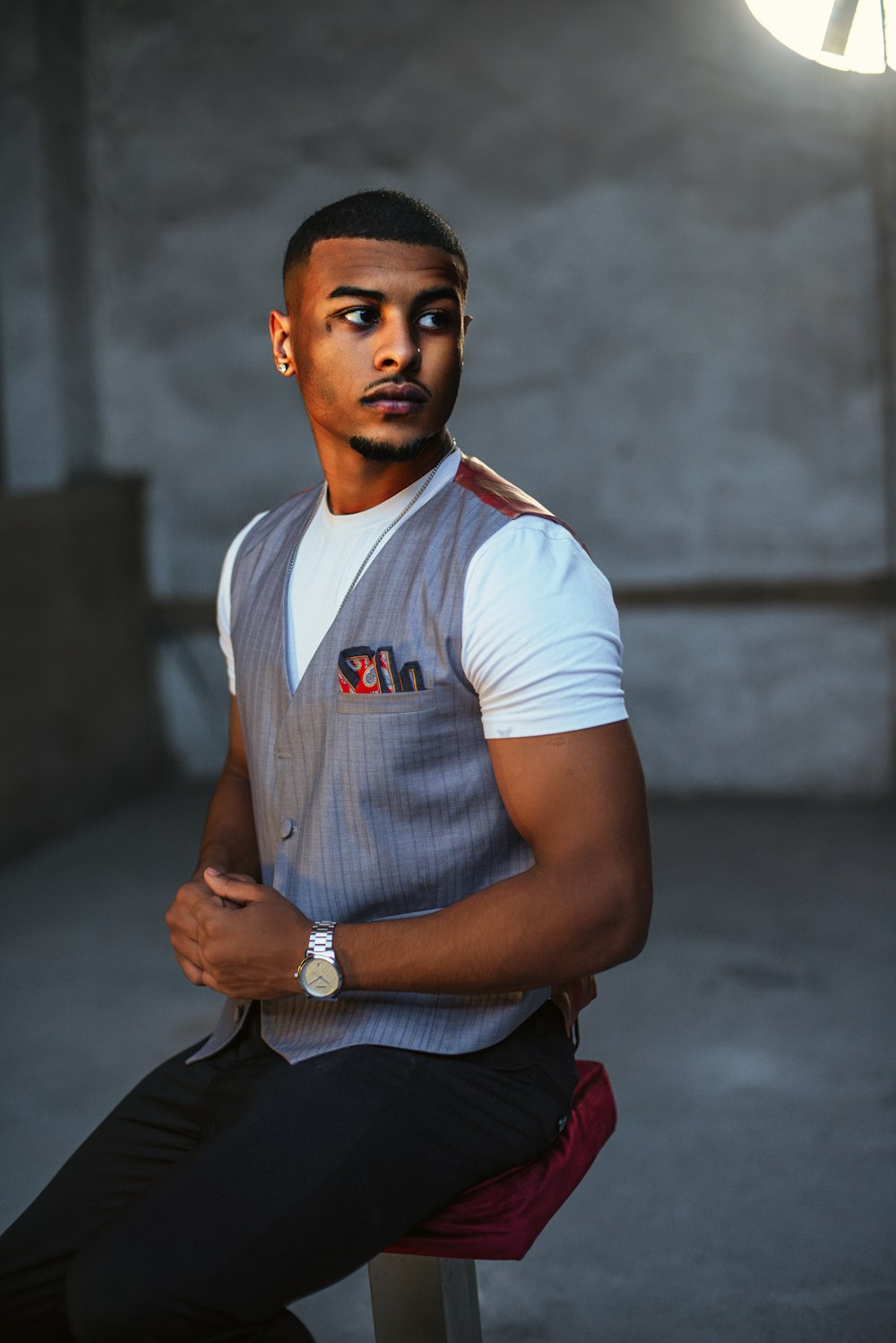 a man sitting on a chair