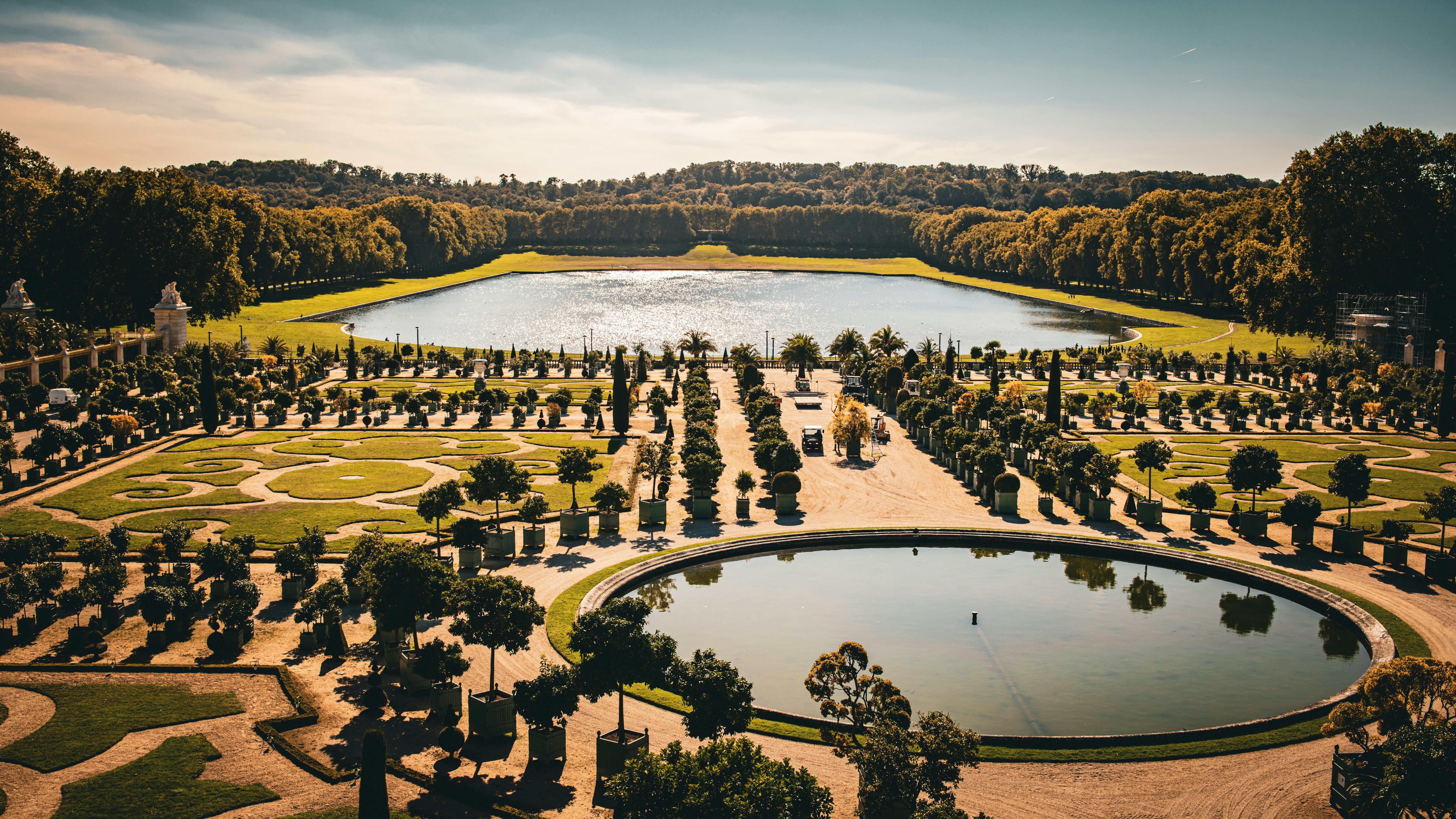 a pond surrounded by trees