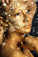 a person with water on the face