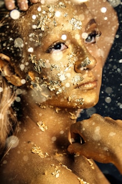 a person with water on the face