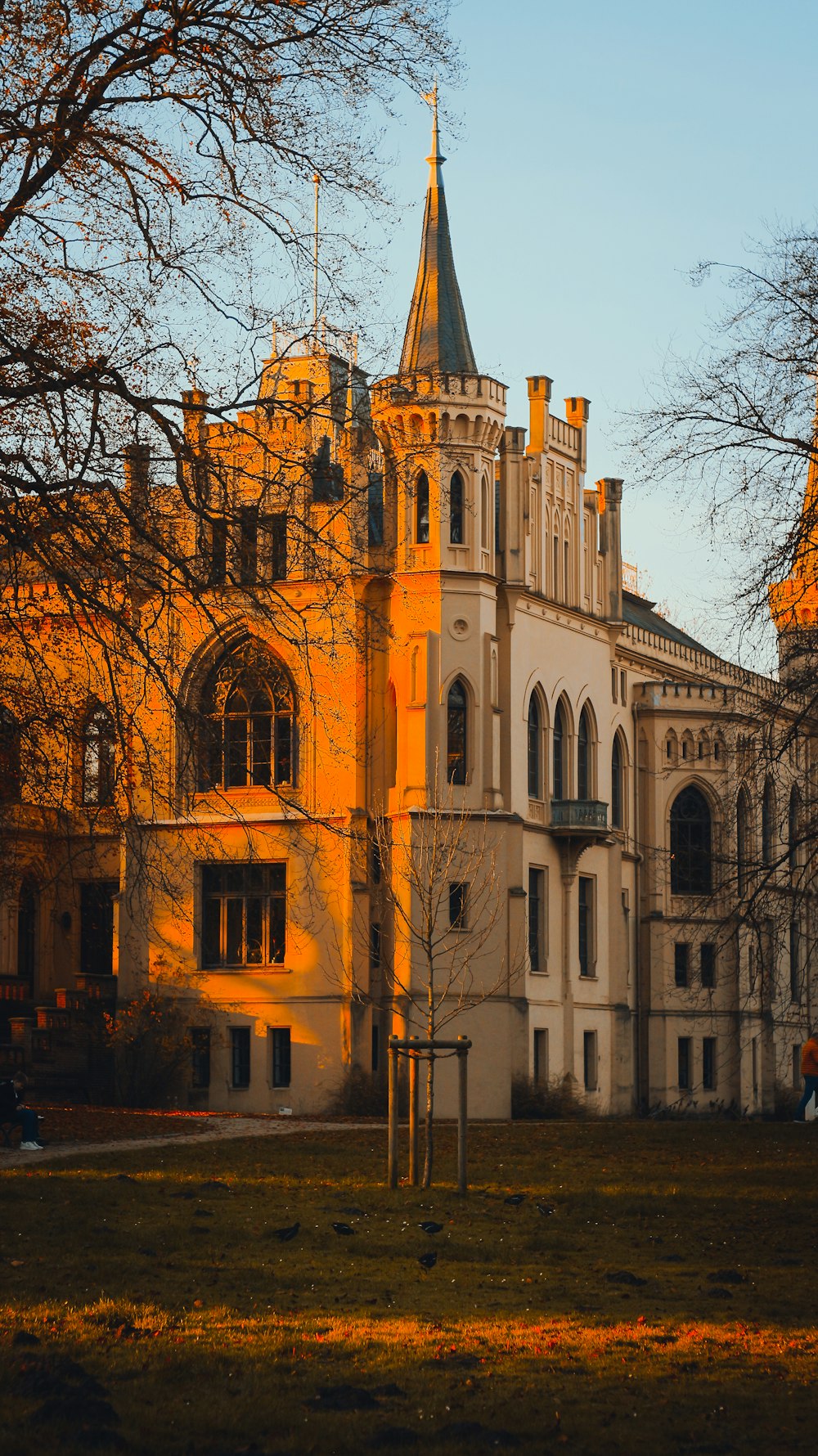 a large building with a steeple