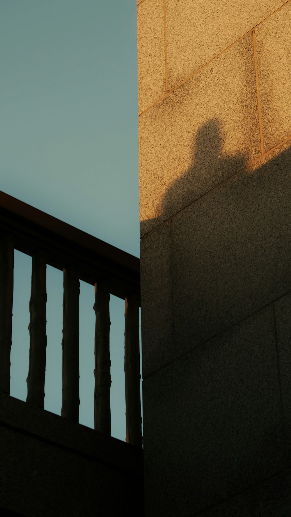 a shadow of a person on a building