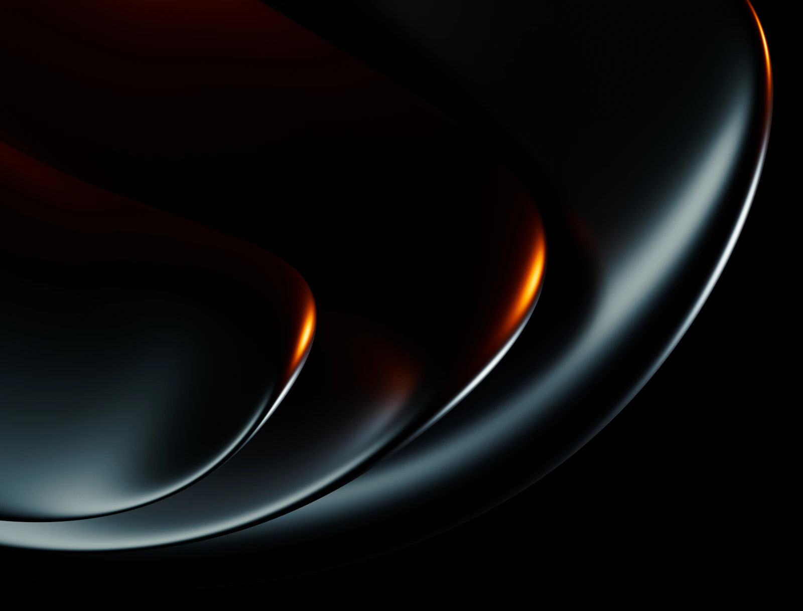Dark sculpted form lit by a thin ember edge