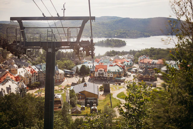 View over Mont-Tremblant village and lake from the mountain