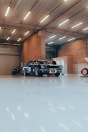 a car parked inside a building