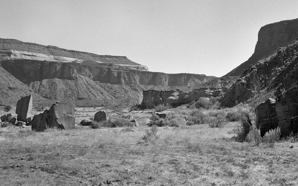 a rocky landscape with a few large rocks